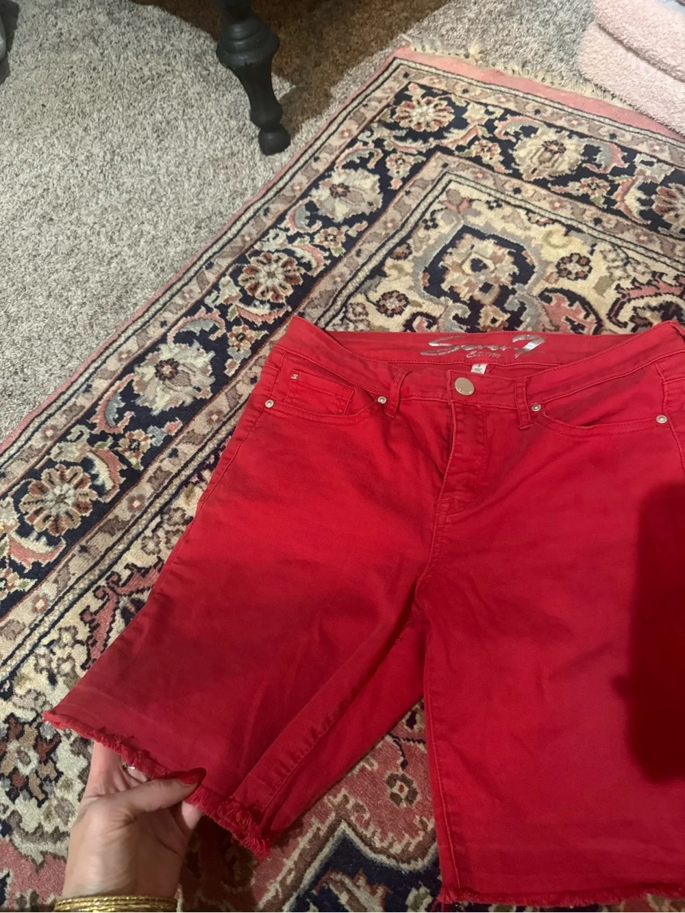 7 for all Mankind size 8 Red Women's Denim Shorts